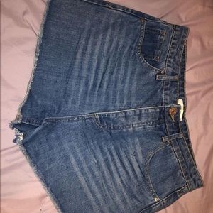 blue high waisted shorts